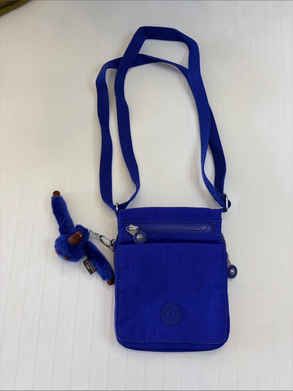 Kipling Royal Blue Small Crossbody Bag with Monkey Charm